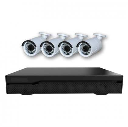 Système vidéosurveillance NVR 6 canaux + 4 caméras 720P / Switch