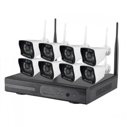 Système vidéosurveillance NVR 8 canaux + 8 caméras WIFI 1,3MP