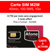 Carte SIM M2M 40min, 100 SMS, 1Go