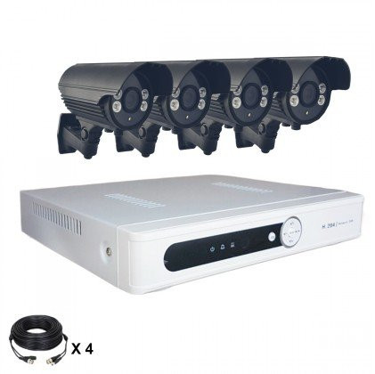 Système vidéosurveillance 4 canaux + 4 caméras + câbles
