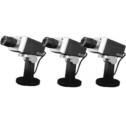 Pack de 3 caméras factice rotative noir