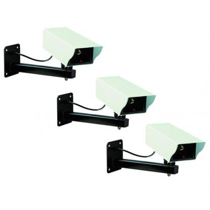 Lot de 3 caméras factice exterieur en métal