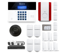 Ensemble NVR POE enregistreur 4 canaux + Alarme sans fil DNBi 4 à 5 pièces sirène extérieure et détecteur fumée + Dd 500GB