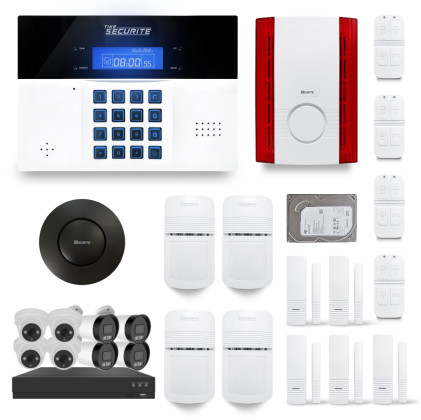 Ensemble XVR enregistreur 8 canaux + Alarme sans fil DNBi 4 à 5 pièces sirène extérieure et détecteurs de fumée + Dd 500GB