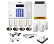 Ensemble DVR enregistreur numérique 4 canaux + Alarme sans fil DNB 4 à 5 pièces sirène extérieure solaire + Dd 500GB