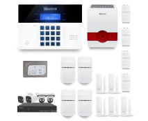 Ensemble NVR POE 4 canaux + Alarme sans fil DNBi 4 à 5 pièces sirène solaire et Dd 500GB
