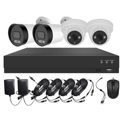 Système vidéosurveillance XVR 4 canaux + 2 dômes + 2 caméras + câbles offerts - Sans disque dur