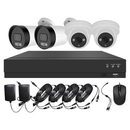 Système vidéosurveillance XVR 4 canaux + 2 dômes + 2 caméras + câbles offerts - Avec DD 1To