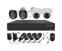 Système vidéosurveillance XVR 4 canaux + 2 dômes + 2 caméras + câbles offerts