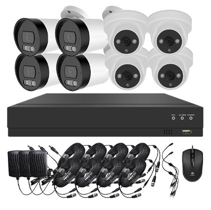 Système vidéosurveillance XVR 8 canaux + 4 dômes + 4 caméras + câbles offerts - Avec DD 500GB