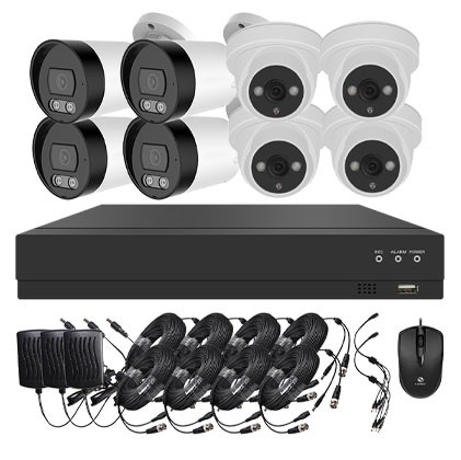 Système vidéosurveillance XVR 8 canaux + 4 dômes + 4 caméras + câbles offerts - Avec DD 1To