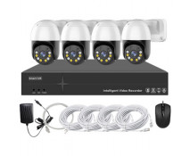 Système vidéosurveillance NVR POE 4 canaux + 4 caméras motorisées intelligentes + câbles offerts