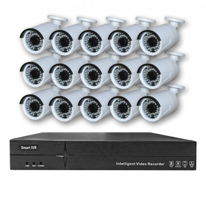 Système vidéosurveillance NVR 15 caméras 1MP - 8 switchs + 8 POE