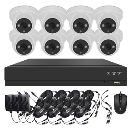 Système vidéosurveillance XVR 8 canaux + 8 dômes + câbles offerts