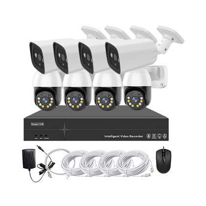 Système vidéosurveillance NVR POE 8 canaux + 4 fusées intelligentes + 4 caméras motorisées + câbles offerts