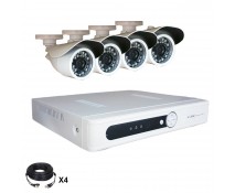 Système vidéosurveillance 4 canaux + 4 caméras + Câbles