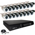Système vidéosurveillance 16 canaux + 16 caméras + câbles