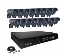Système vidéosurveillance 16 canaux + 16 caméras + câbles