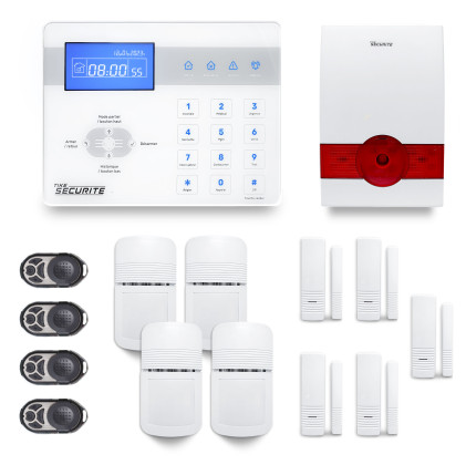 Alarme maison sans fil RTC/IP et option GSM-4G ICE-Bi avec sirène autonome avec Flash 