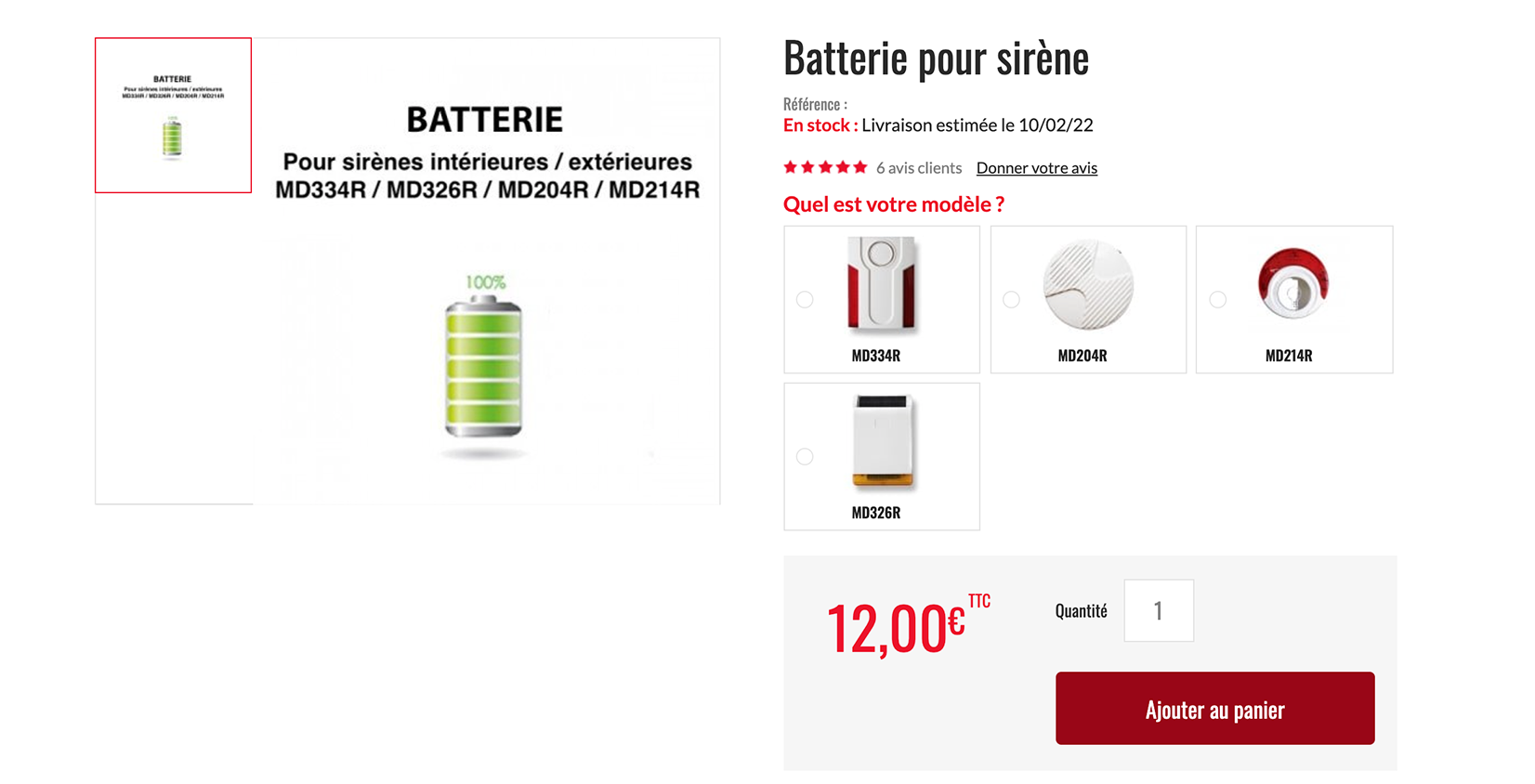 Batterie sirène alarme Tike Sécurité