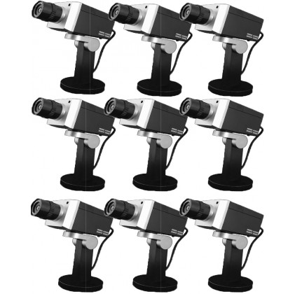 Pack de 9 caméras factice rotative noir