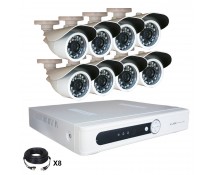 Système vidéosurveillance 8 canaux + 8 caméras + câbles