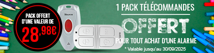 TIKE DAYS : 1 pack télécommandes offert pour tout achat d'une alarme. Offre valable jusqu'au 30 septembre 2025