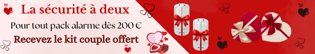 OFFRE SPÉCIALE : Pour tout achat d’une alarme dès 200€, un kit couple offert (lot de 2 télécommandes design blanches). Offre valable jusqu’au 15/02/2026 inclus.